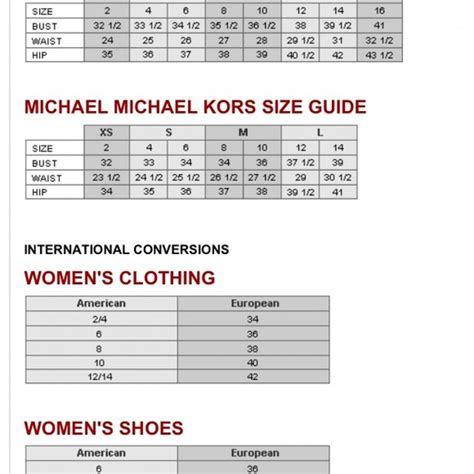 michael kors shoes size chart too big|michael kors size chart for women.